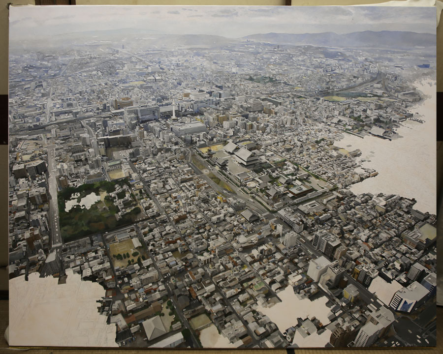 坂田幸雅　京都風景画　雲のある風景　制作風景
