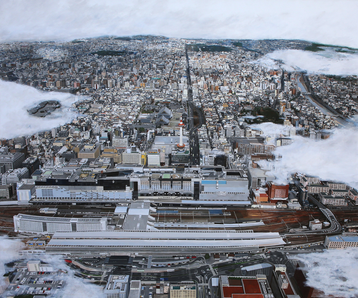 京都風景画 Web個展 京都駅上空から俯瞰